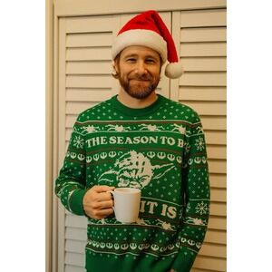 Star Wars Sweater Adult Small Green Christmas Yoda The Season To Be Jolly It Is